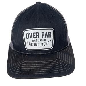Over Par and Under the Influence Golf Trucker Mesh Hat Black/Gray Snapback